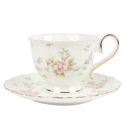 Italain fancy floral design personalized bone china espresso cups / coffee cup saucer