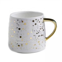 Modern design cafe used gold speckled porcelain coffee mug with golden handle