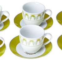 European style  200cc 12pcs tea cup and saucer sets with decal